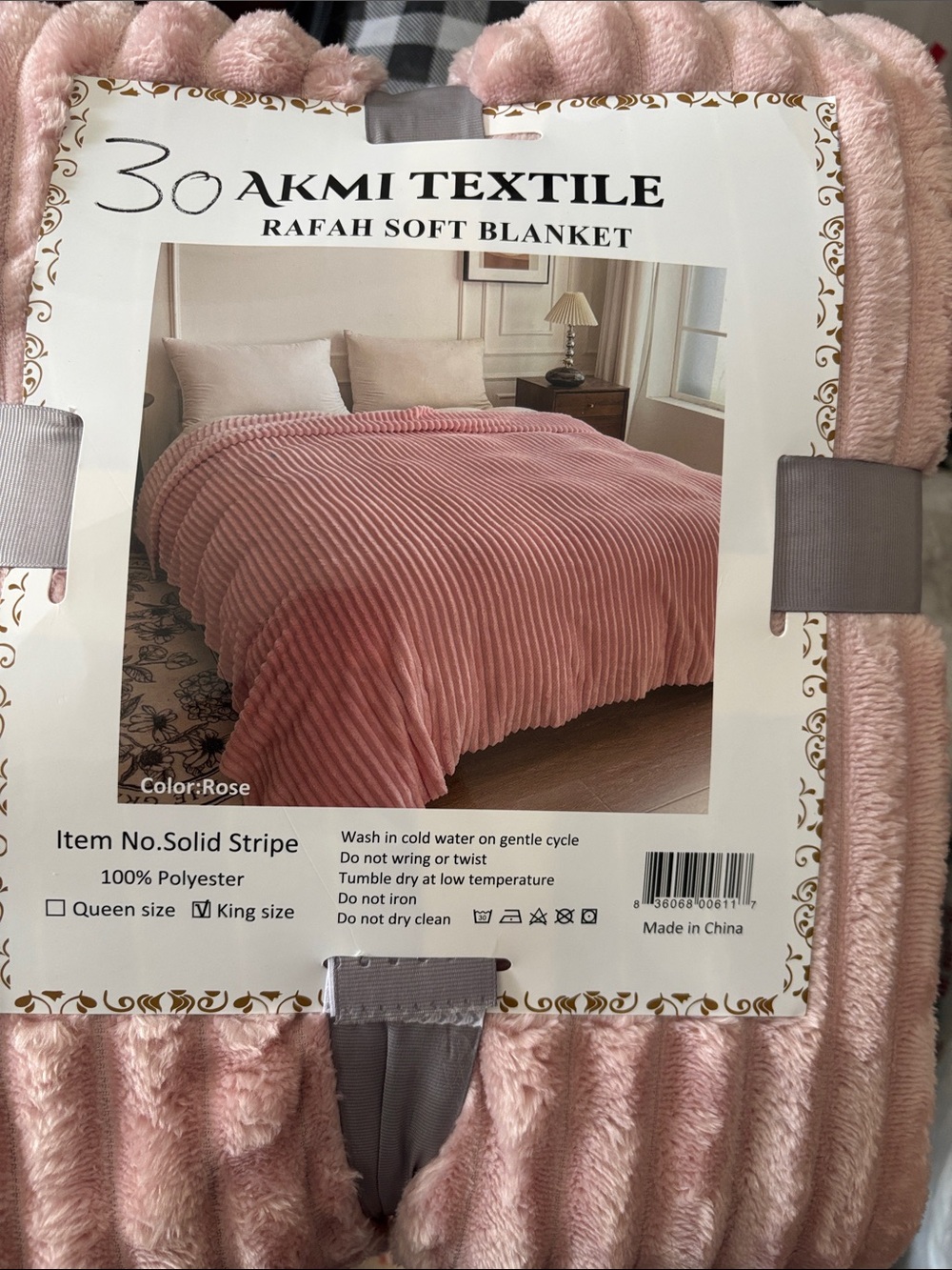Akmi Textile Rafah Soft Blanket - Rose Pink Plush Throw